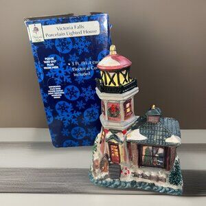 Victoria Falls Porcelain Lighted Christmas Lighthouse Collector Series #5 W/Cord